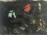 an image of a painting of a person sitting on a bench