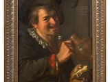 a painting of a man holding a jug in his right hand