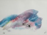 une image représentant un tableau d'un oiseau aux ailes bleues et roses