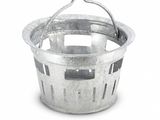 a small metal bucket with a handle on a white background