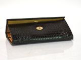 black alligator skin business card holder with gold button
