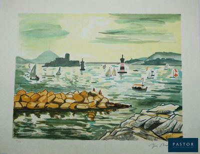 une image d'une peinture de bateaux sur l'eau
