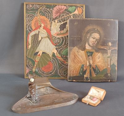 a picture of a book and a candle holder on a table