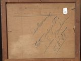an old picture of a piece of wood with writing on it
