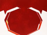 une image représentant une affiche rouge et blanche avec un hexagone rouge