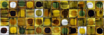 a picture of a picture of a wall made out of circles