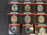a lot of coins that are on a black table