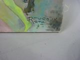 a picture of a painting of a woman with a hat on
