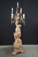 magnifique grand lampadaire en bois sculpté - soutenu par un… (photo 2)
