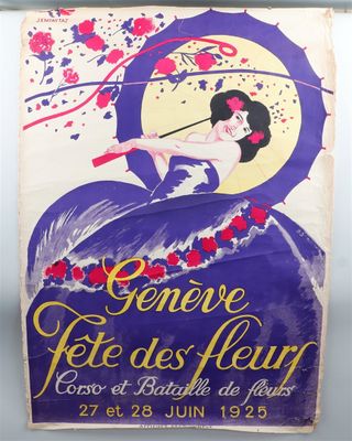 Affiche originale "Fête des Fleurs Genève 1925" de John Empa…