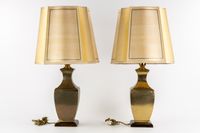 Deknudt, paire de lampes de table, bronze doré et bois, styl… (photo 4)