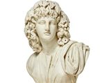 marble bust of a man with curly hair and a wig