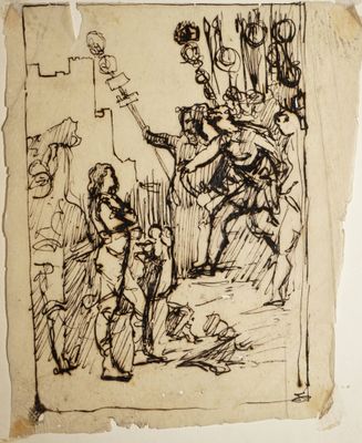 ÉCOLE FRANÇAISE XIXe siècle, Vercingétorix déposant les arme…