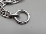 a close up of a metal chain with a ring on it