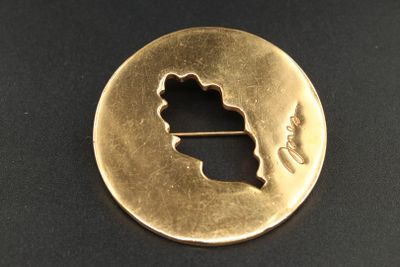 un gros plan d'une pièce d'or sur laquelle figure une carte