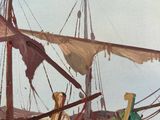 a painting of a boat in a body of water