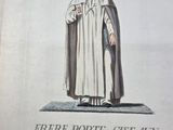 a drawing of a man wearing a robe and a hat