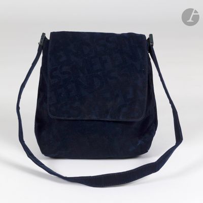 Sac à bandoulière en daim bleu marine avec bandoulière réglable