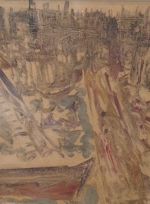 ANONYME (XXème) Bateau au port