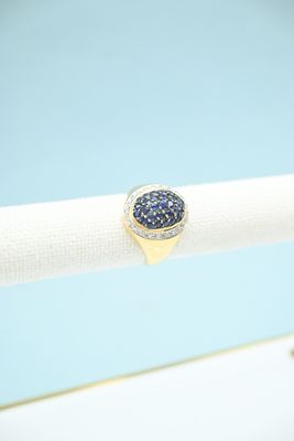 blue druzy drusy ring on a white napkin