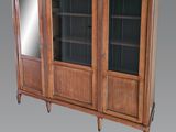 une image d'une armoire en bois avec des portes en verre