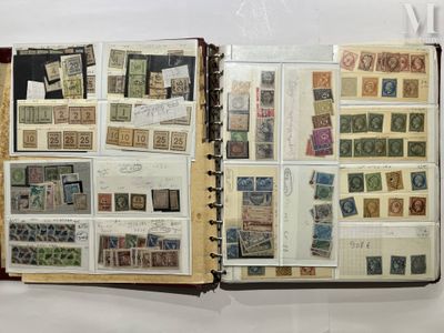 an open book with a lot of stamps on it