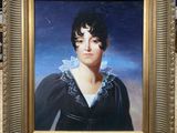 portrait d'une femme en robe noire dans un cadre doré