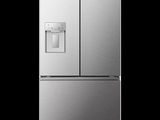 an image of a stainless steel refrigerator with a water dispenser