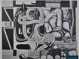 une image représentant un dessin en noir et blanc d'un homme assis sur une chaise