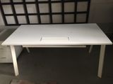white desk with a drawer underneath it and a chair next to it