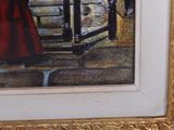 a painting of a woman in a red coat and a man in a red coat
