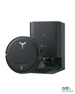 a close up of a robot vacuum cleaner on a white background