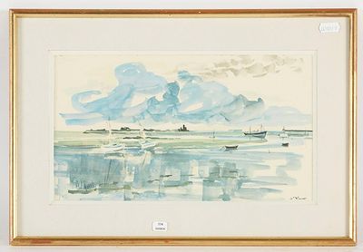 une aquarelle d'un bateau sur l'eau
