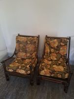 Ensemble salon en bambou peint et ses coussins fleuris compr… (photo 2)