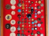 a red display case with many buttons in it