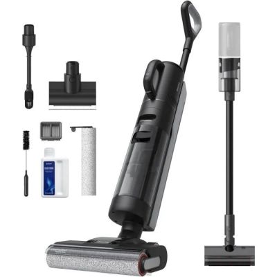 a close up of a vacuum cleaner and accessories on a white background