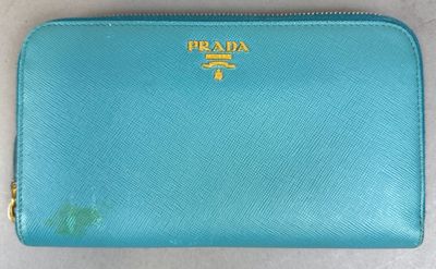 authentic prada zip around wallet