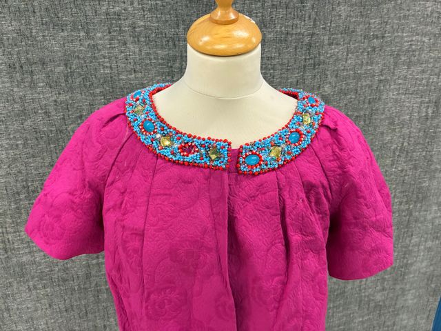 TARA JARMON   Ensemble en coton rose, veste avec encolure perlé e...