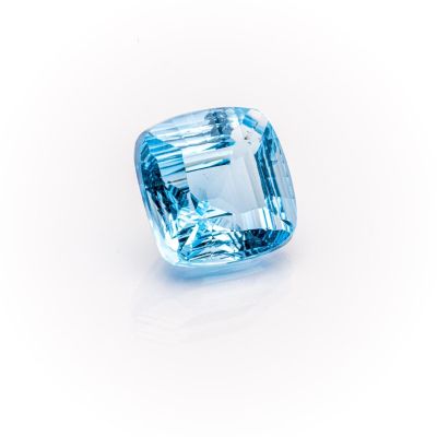 an aquamarine blue topaze gems on a white background
