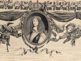 a drawing of a portrait of a woman surrounded by angels