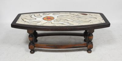 an image of a coffee table with a tile top