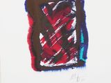 a drawing of a square with a red and blue design on it