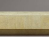 an image of a stone table with a wooden base on a grey background
