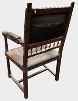 Fauteuil en bois avec assise et dossier en cuir, piqûres et … (photo 2)