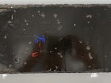 a picture of a piece of metal with a blue and red marker on it