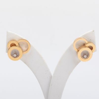 pair of 18k yellow gold and diamond earrings