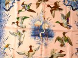a picture of a table cloth with ducks on it