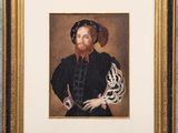 un tableau représentant un homme barbu vêtu d'une robe noire