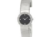 une photo d'une montre-bracelet pour femme avec un cadran noir