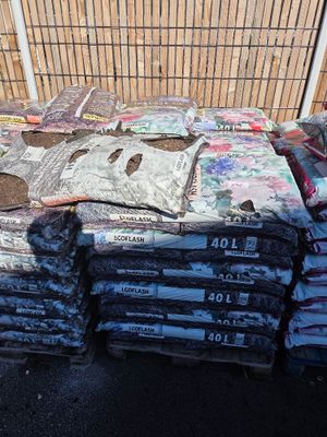 a lot of bags of food sitting on the ground